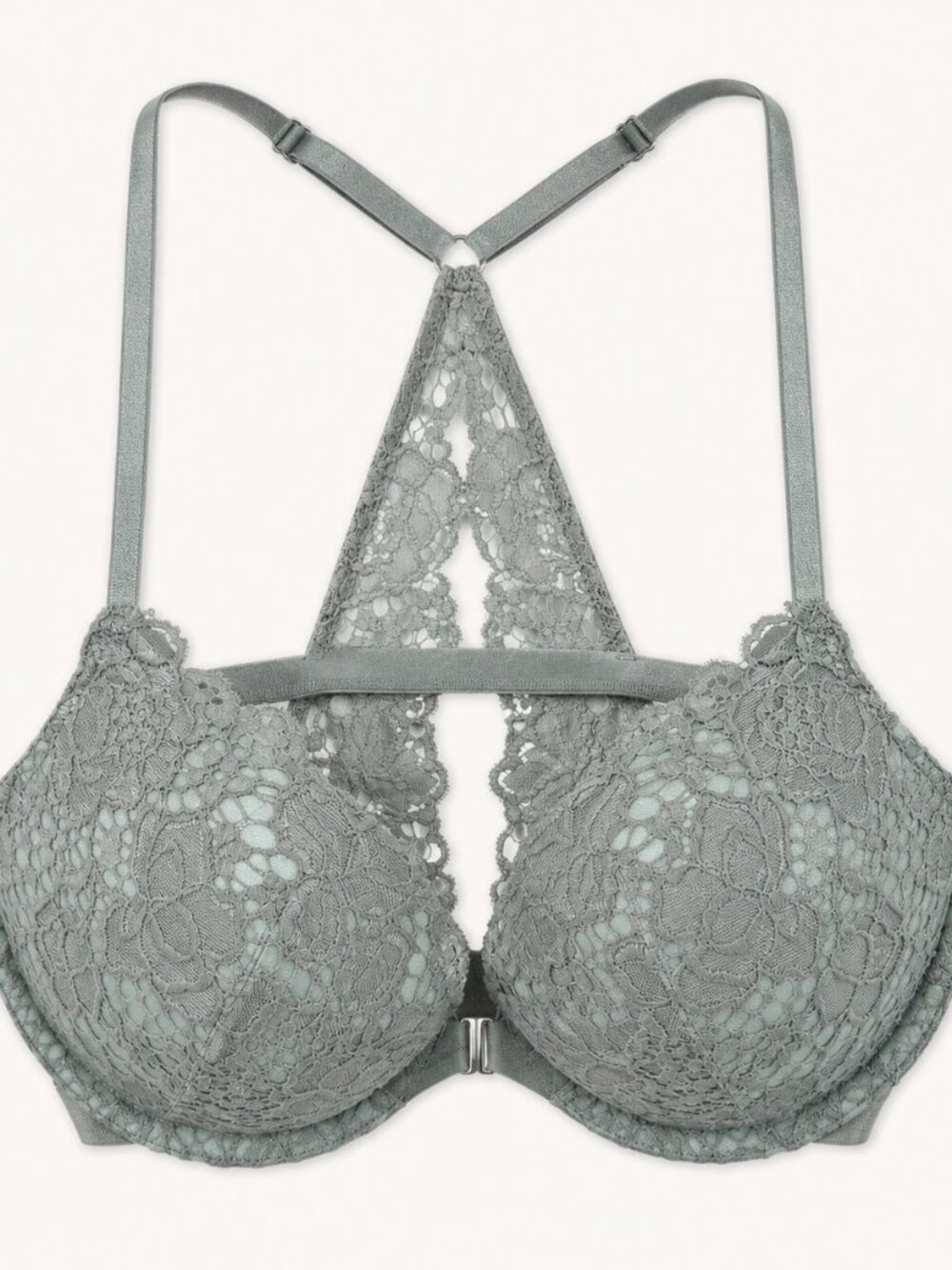 Victoria's Secret Sage Lace Front-Close Racerback Push-Up Bra 34C
